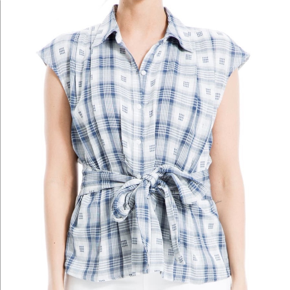 Maxstudio Textured Button Down Boyfriend Shirt
